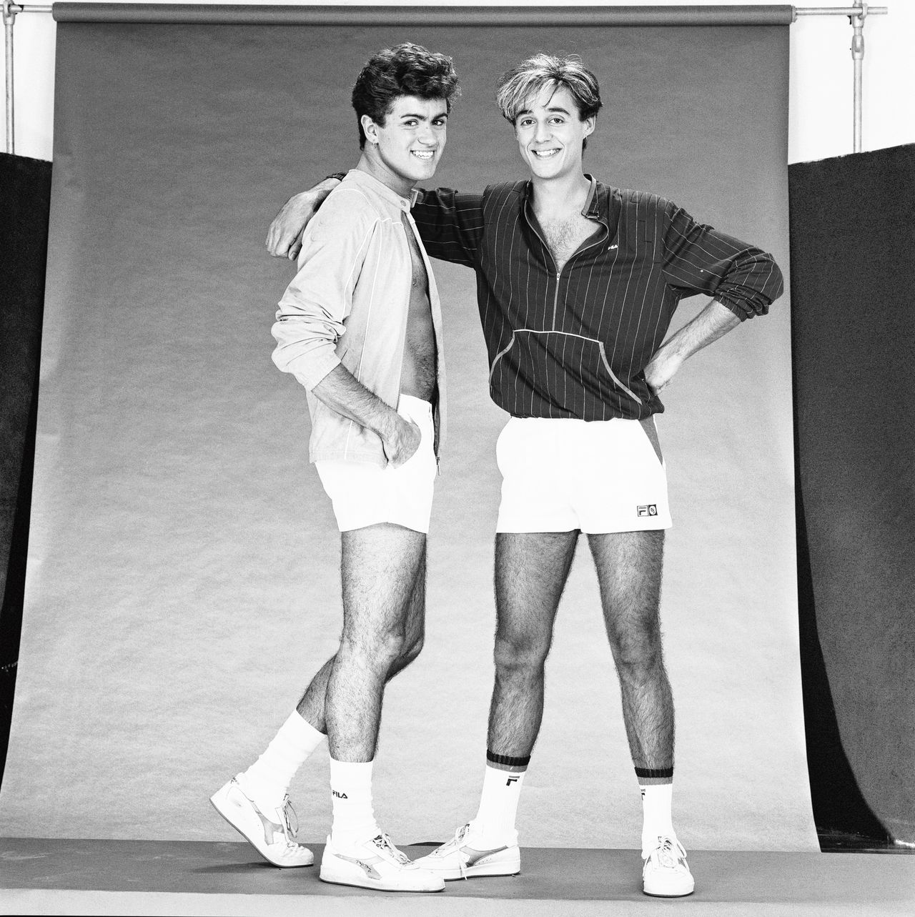 George Michael en Andrew Ridgeley van het pop duo Wham! in november 1983.