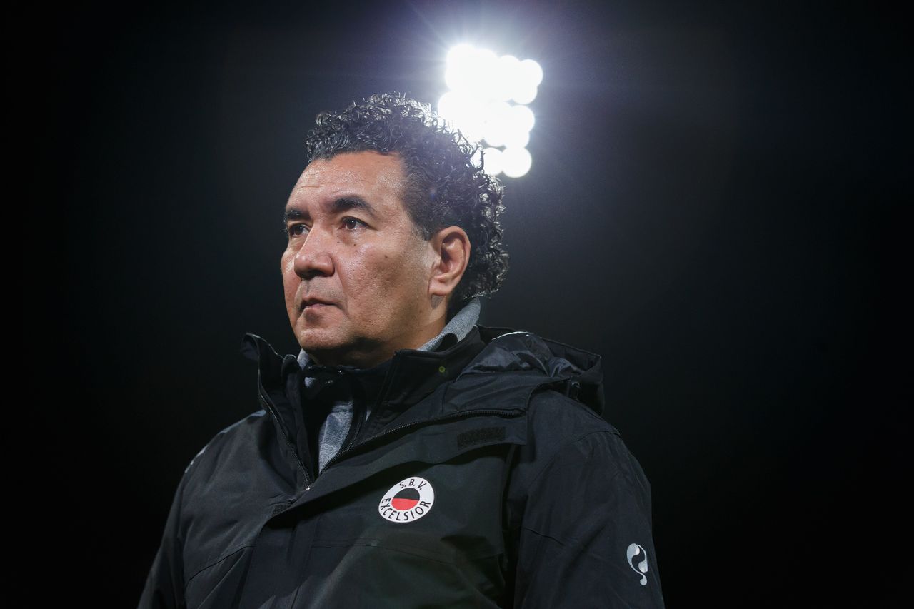 Ricardo Moniz tijdens een wedstrijd van Excelsior, waar hij eerder coach was.