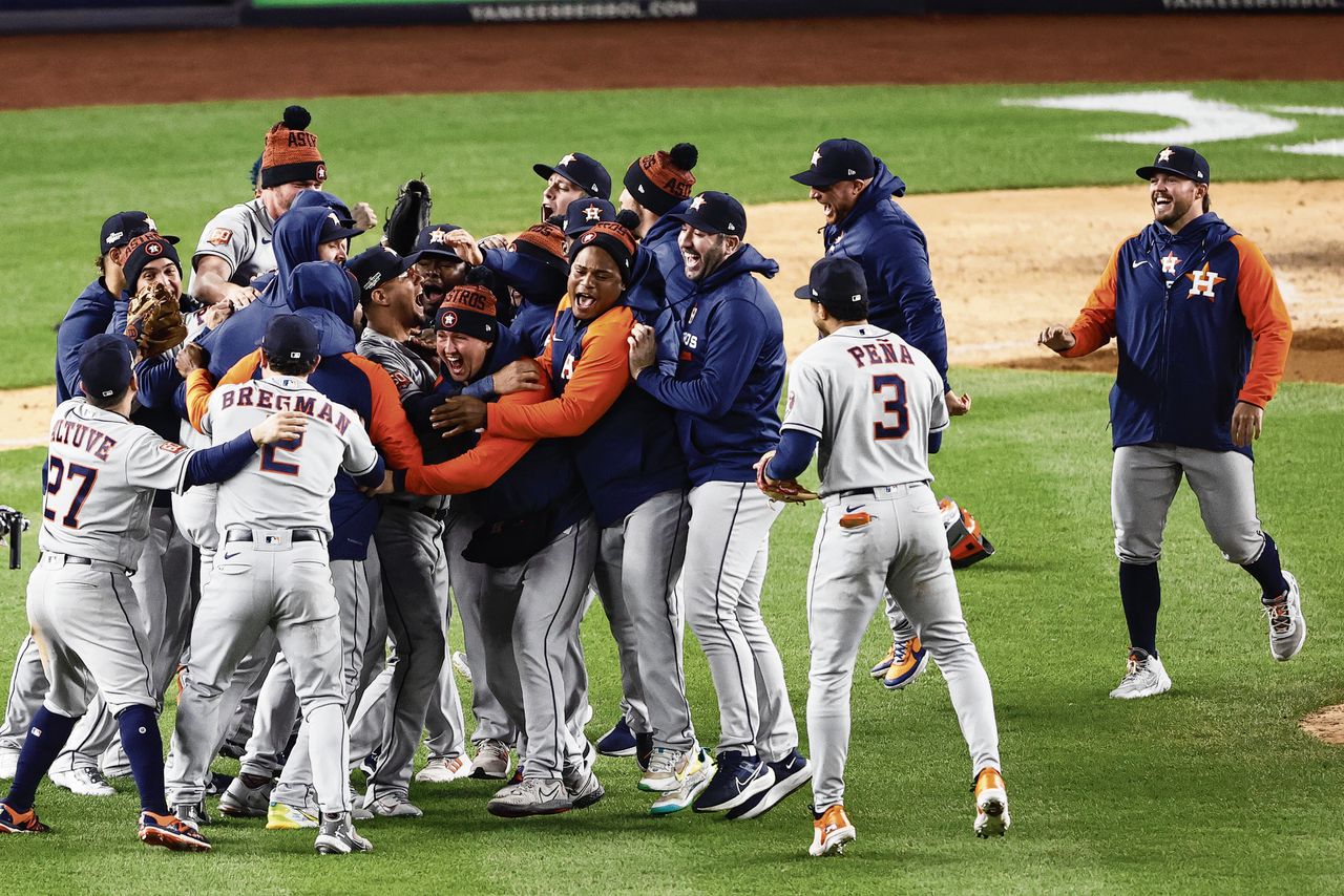 Houston Astros viert in New York het bereiken van de World Series.