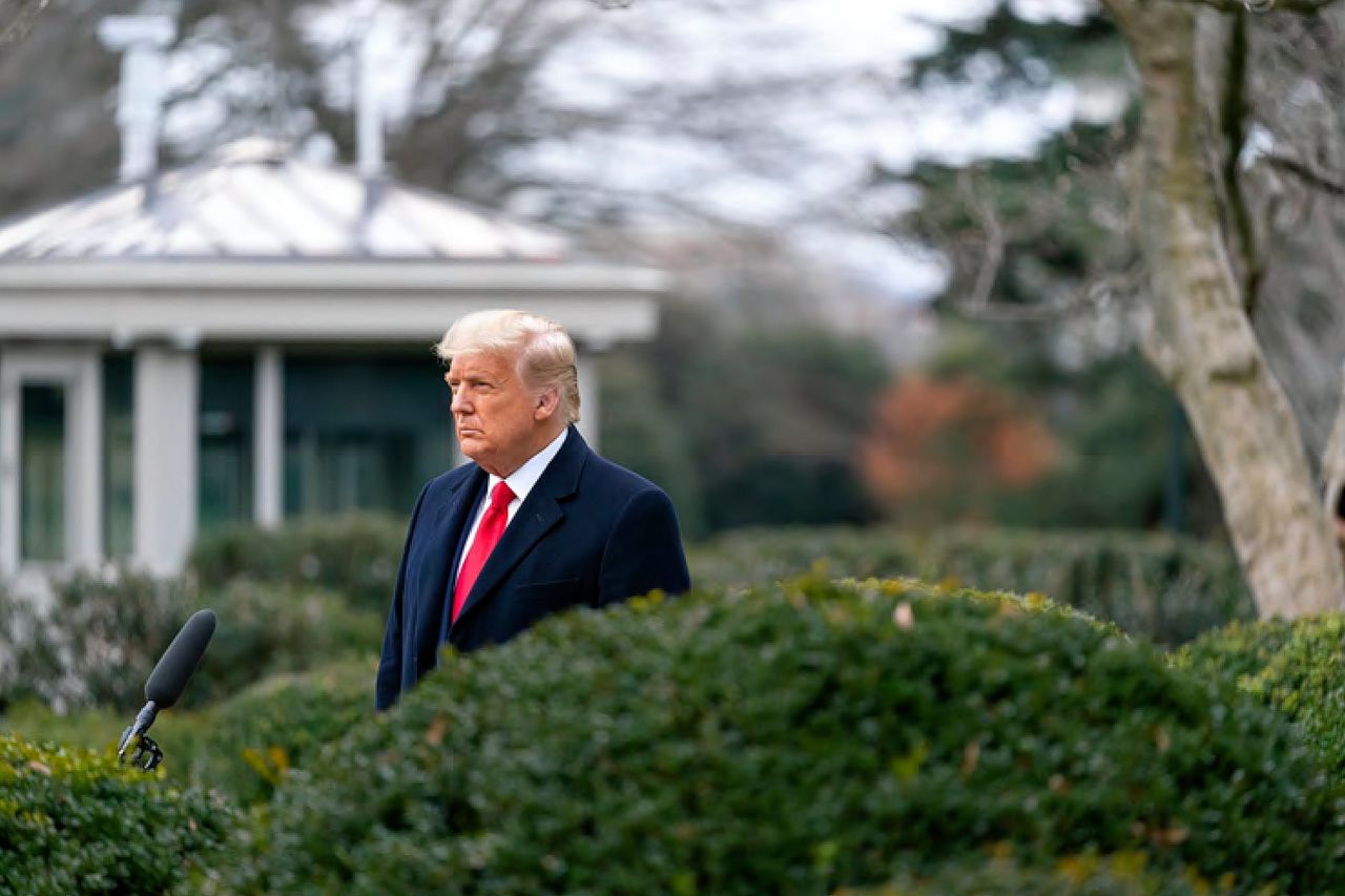 Donald Trump vorig jaar in de tuin van het Witte Huis.