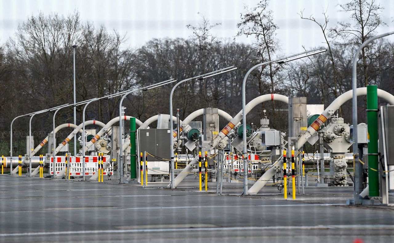 De gasopslag van Astora bij Rehden in Duitsland.