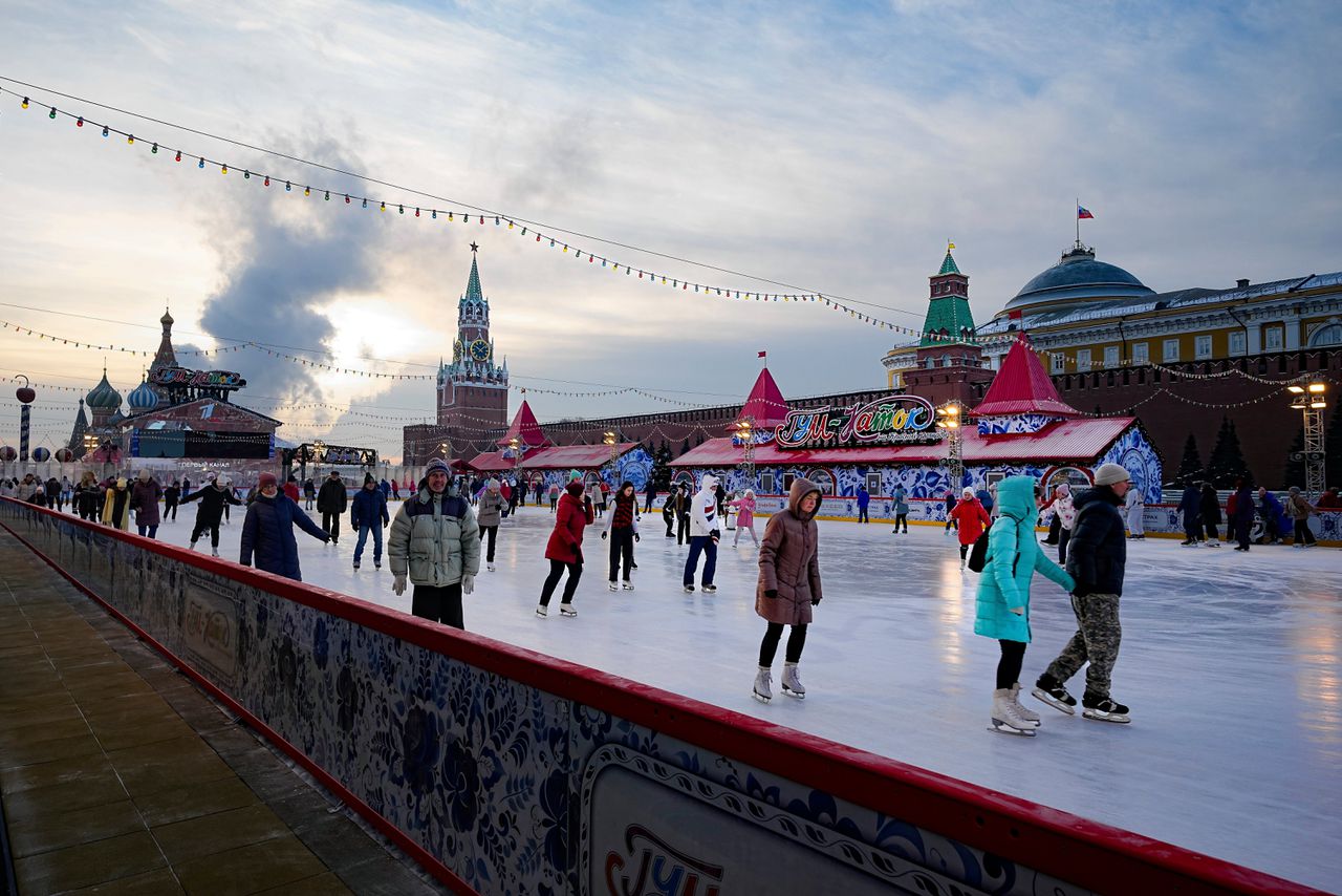 De ijsbaan op het Rode Plein in Moskou, begin deze maand.