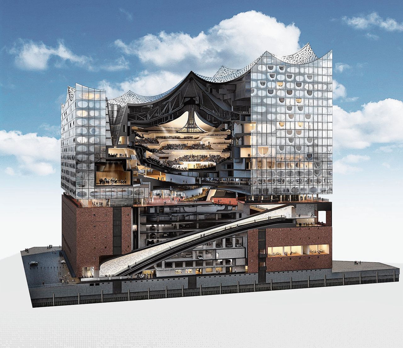 Bij de Elbphilharmonie in Hamburg bepaalde ideale akoestiek volledig de vorm: algoritmes ontwierpen tienduizend verschillende panelen.