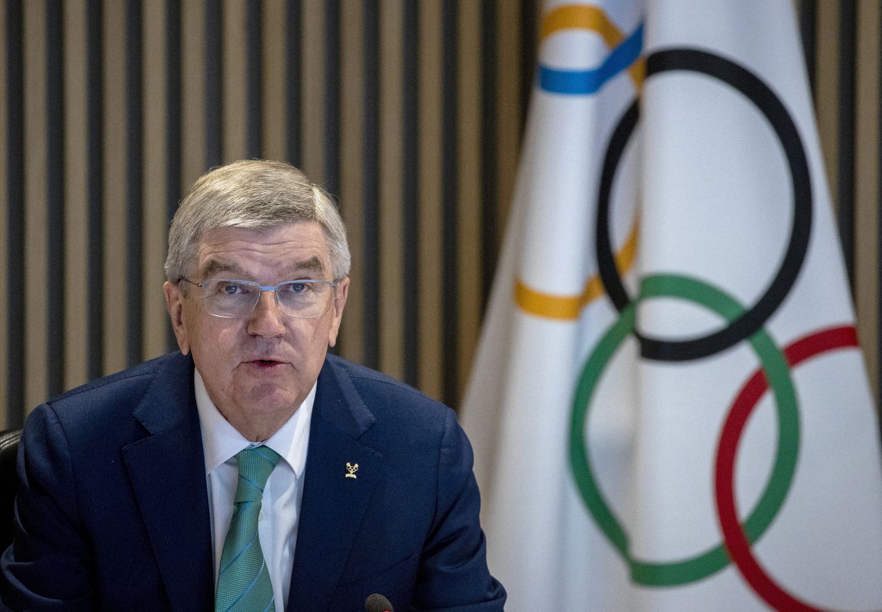 IOC-voorzitter Thomas Bach tijdens een vergadering in het Zwitserse Lausanne, eerder deze maand.