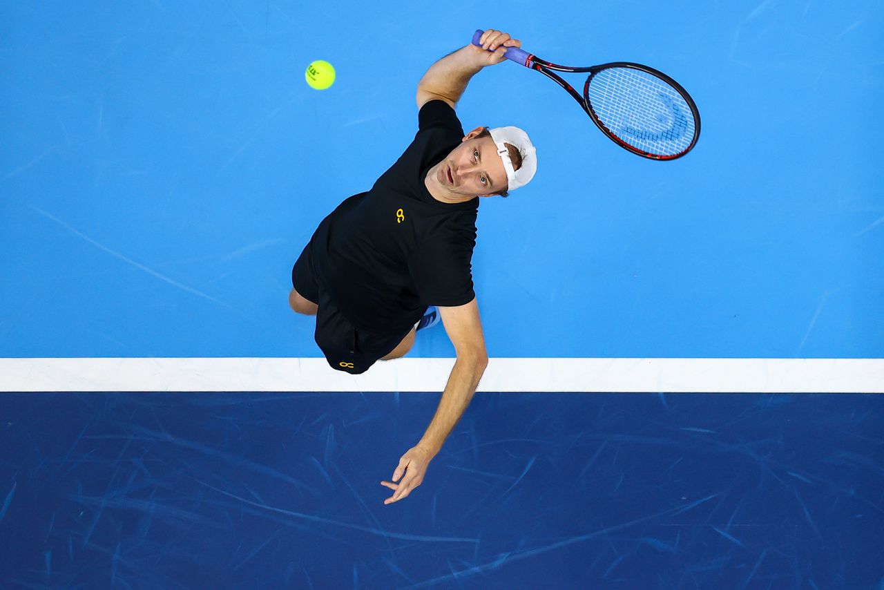 De Nederlandse dubbelspeler Matwé Middelkoop vorige maand tijdens een ATP-toernooi in Antwerpen