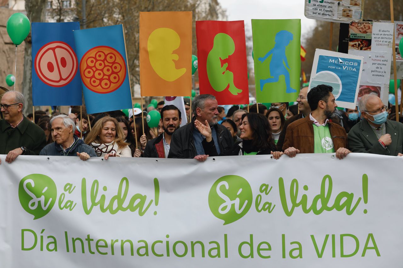 Anti-abortusprotest in maart 2022 in Madrid