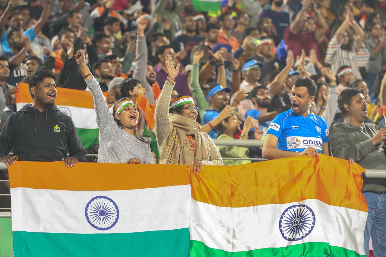 Fans van India waren massaal aanwezig tijdens poulewedstrijden tegen Spanje (2-0 winst India) en Engeland (0-0).