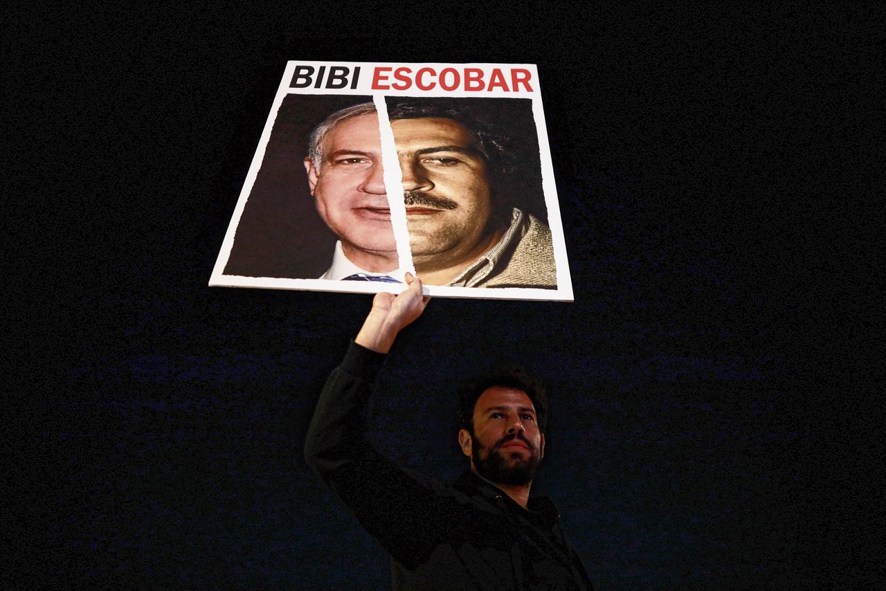 Protest tegen de Israëlische premier Netanyahu in Tel Aviv.