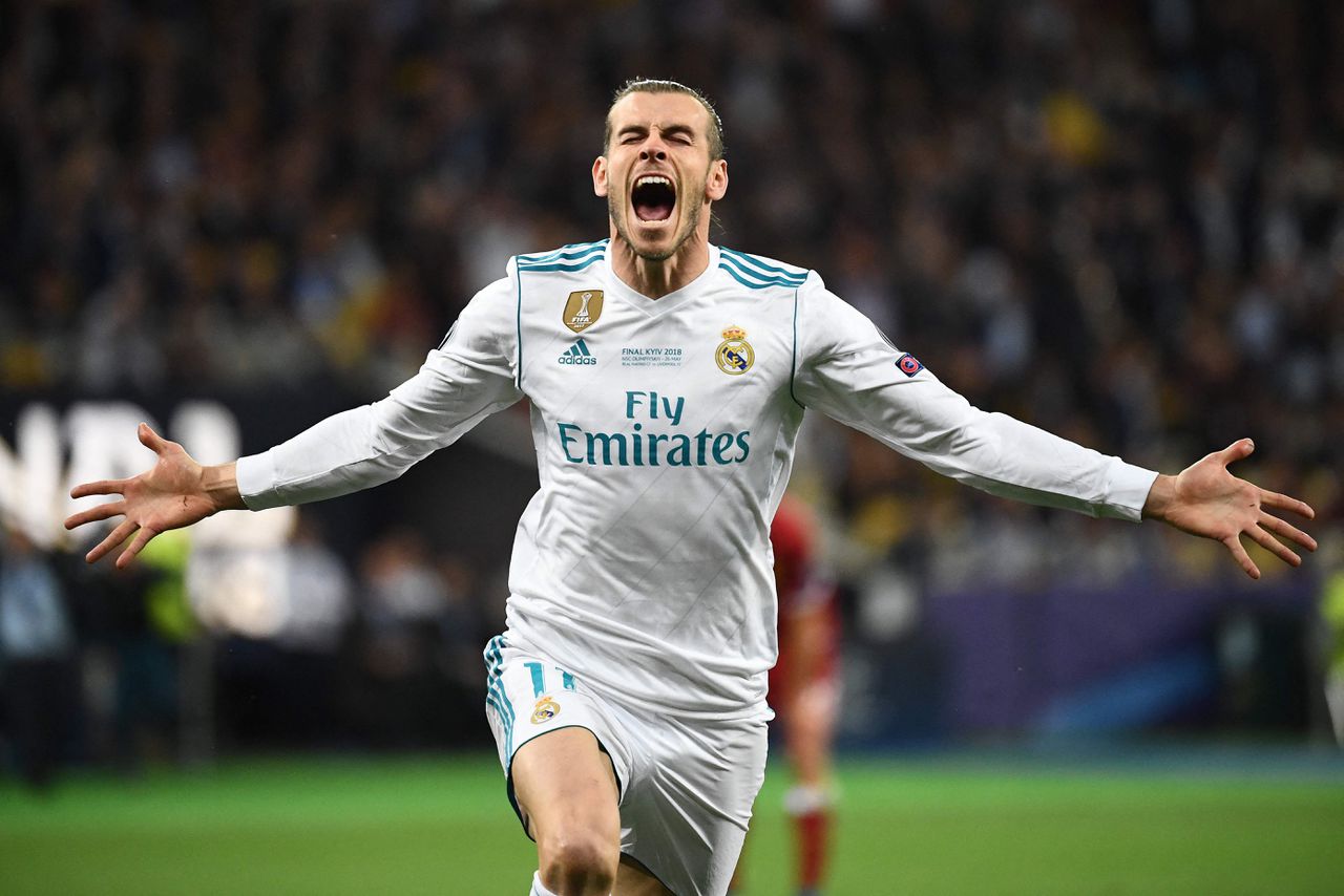 Gareth Bale, nadat hij in 2018 scoorde namens Real Madrid tegen Liverpool in de finale van de Champions League.