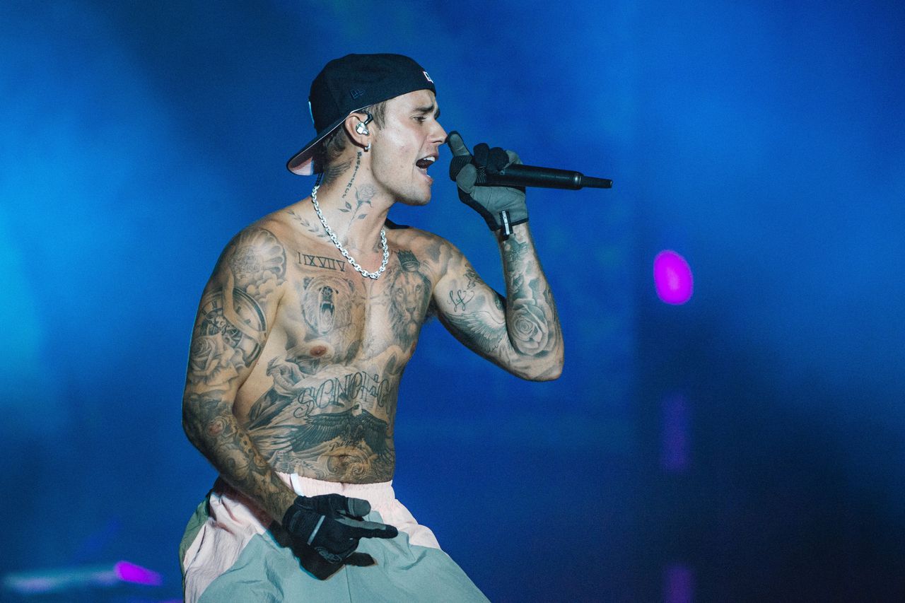 Justin Bieber, in 2022 op het Sziget Festival in Hongarije.