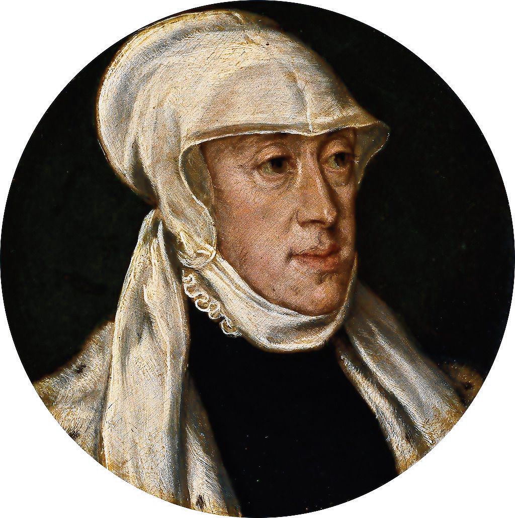 Maria van Hongarije (olieverf op paneel, (1550-1560, diameter 9 cm), van een onbekende schilder, in bezit van het Rijksmuseum in Amsterdam.