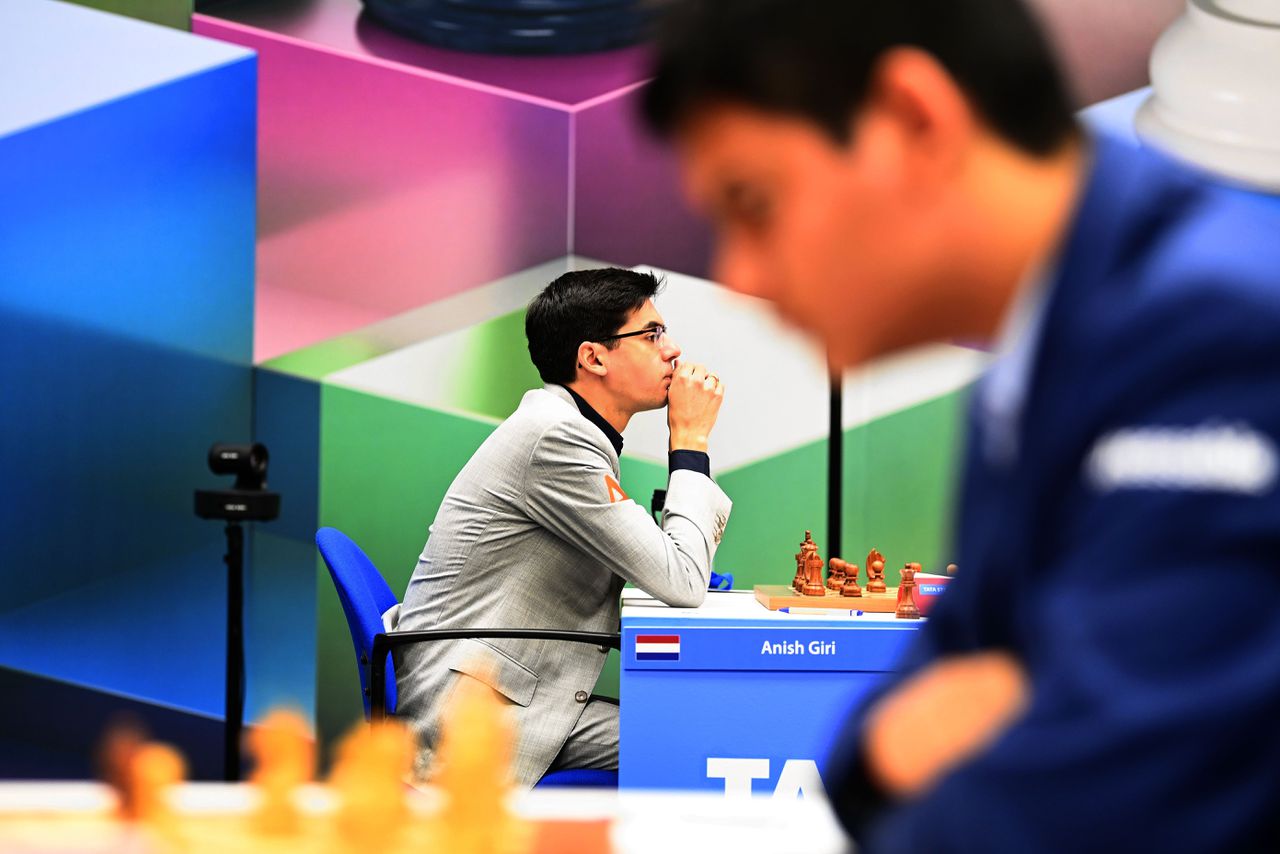 Anish Giri, zaterdag op het schaaktoernooi in Wijk aan Zee.