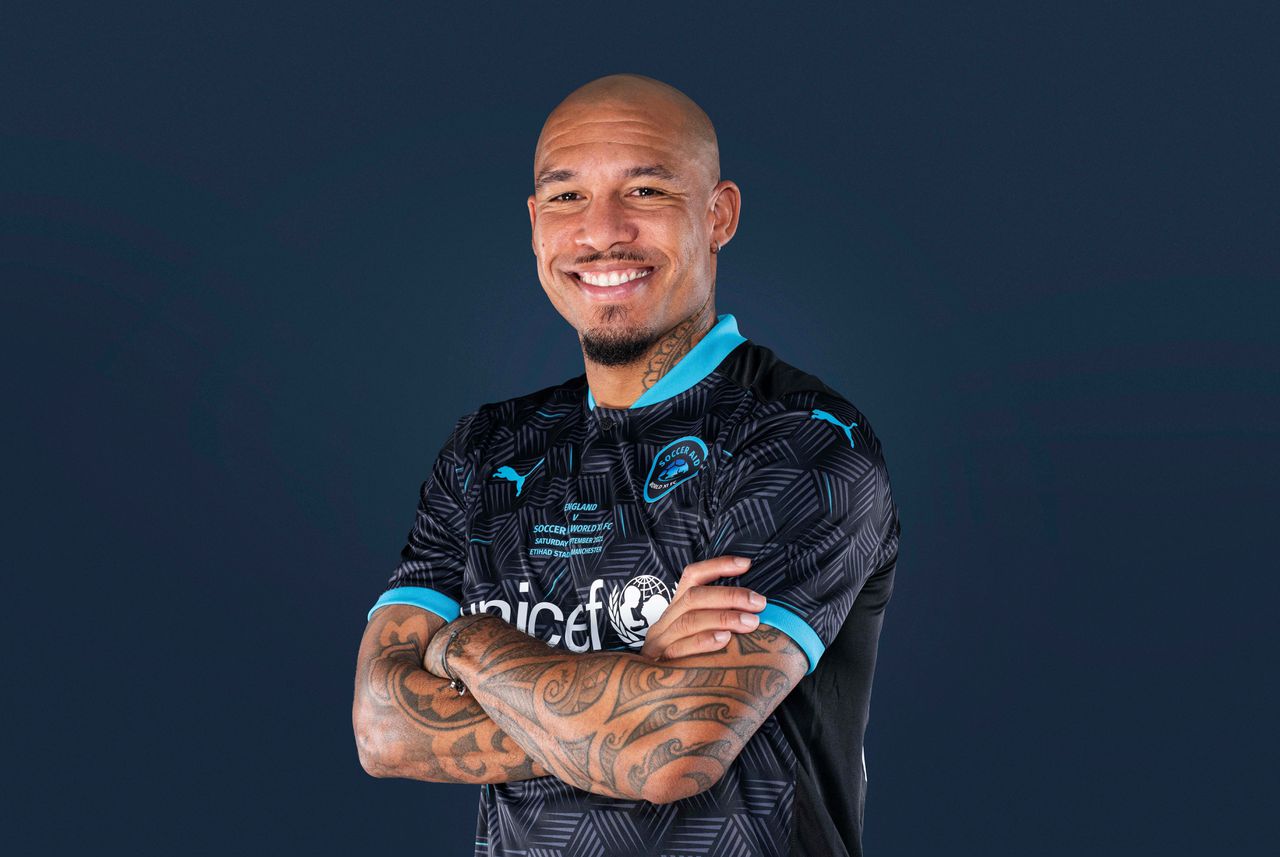 Nigel de Jong als speler tijdens een evenement van UNICEF in 2021.