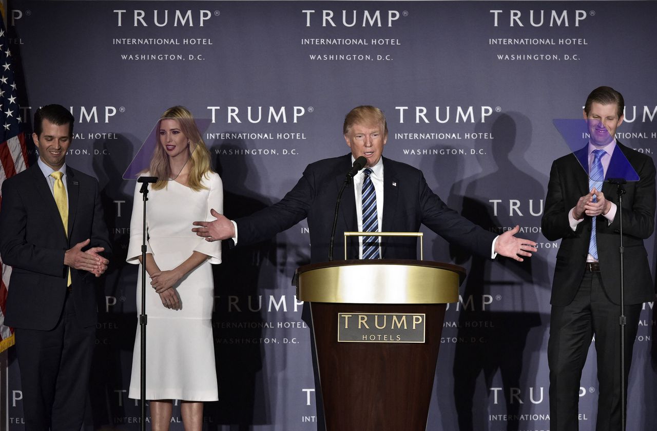 Donald Trump, in 2016 bij de opening van een hotel in Washington DC.