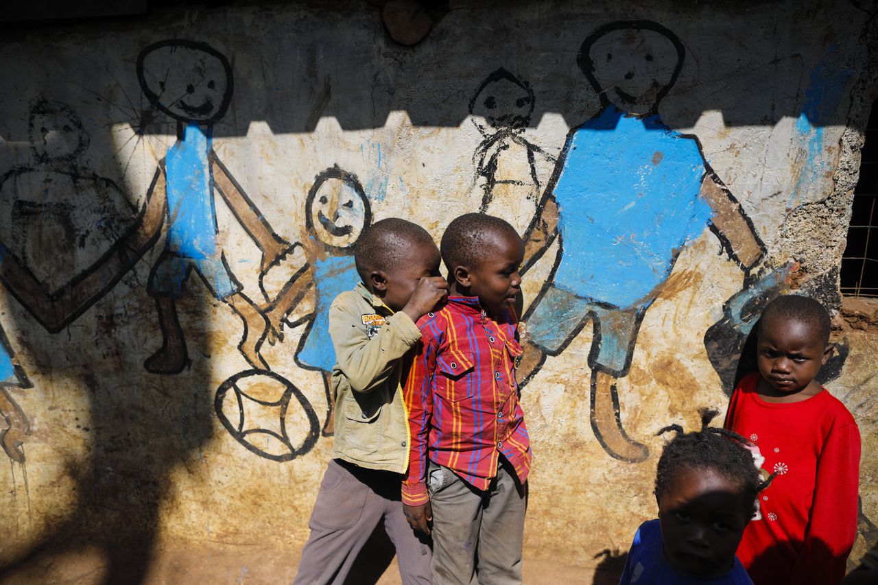 Kinderen van een weeshuis in de Kenyaanse hoofdstad Nairobi.