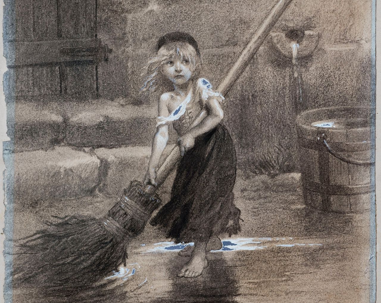 ‘Cosette’ door Emile-Antoine Bayard (1837-1891). Fusain. Paris, Maison de Victor Hugo.