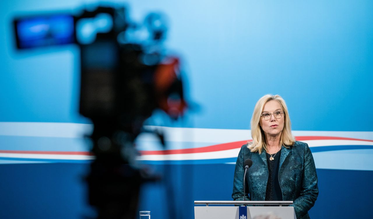 Sigrid Kaag vorige week tijdens de persconferentie na afloop van de wekelijkse ministerraad.