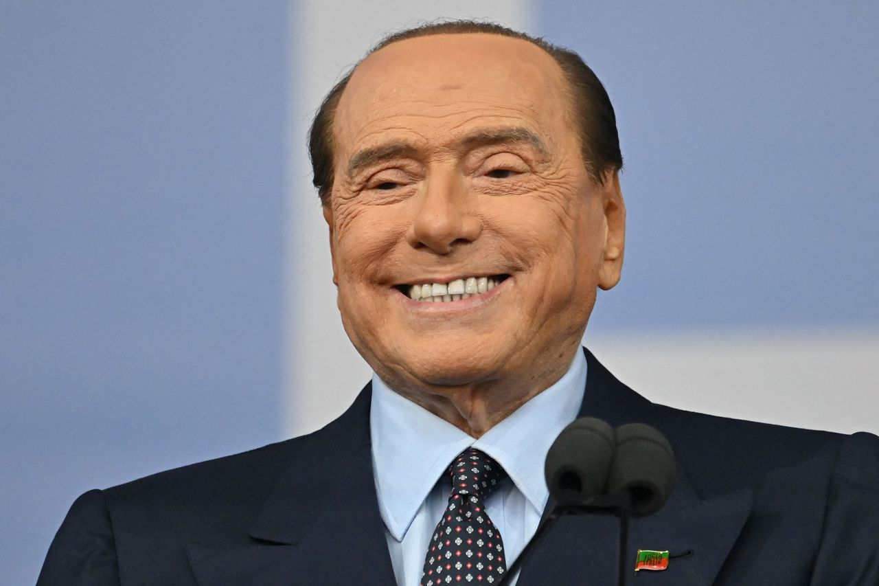 Silvio Berlusconi tijdens een optreden in Rome afgelopen jaar in de aanloop naar de verkiezingen.