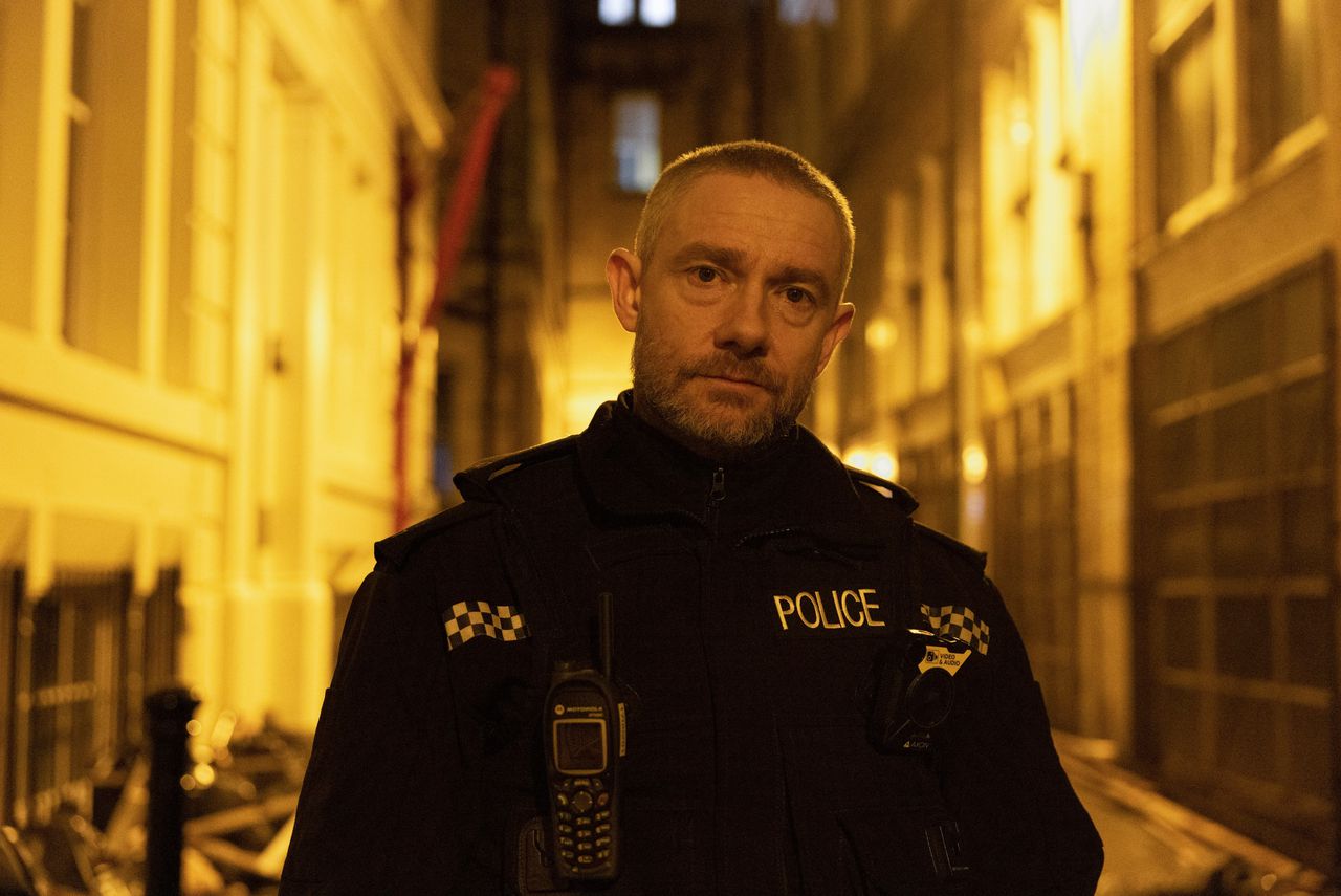 Martin Freeman als agent Chris Carson in de dramaserie ‘The Responder’.