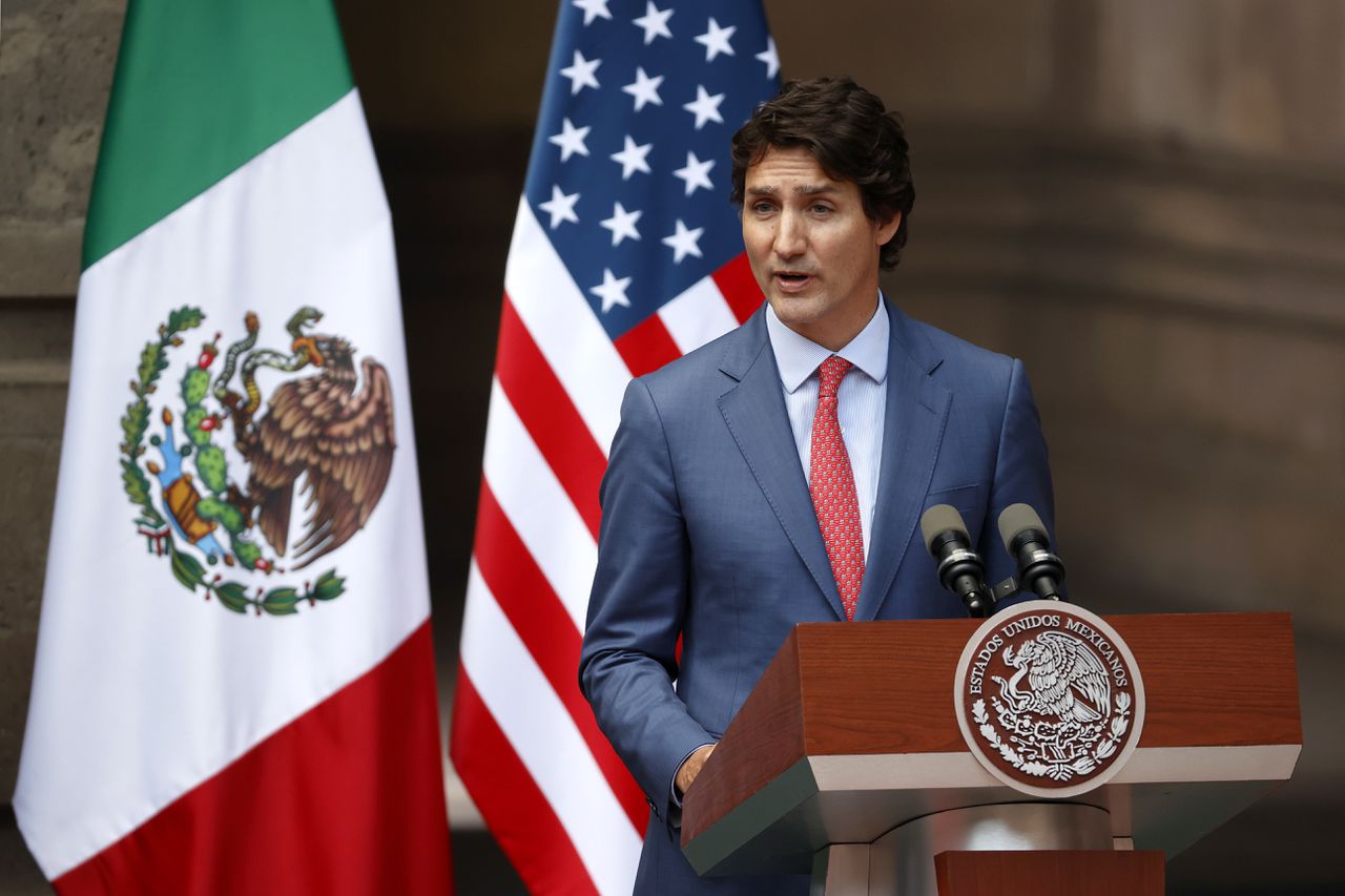 De Canadese premier Justin Trudeau tijdens de Noord-Amerikaanse leiderstop in Mexico-Stad afgelopen januari.