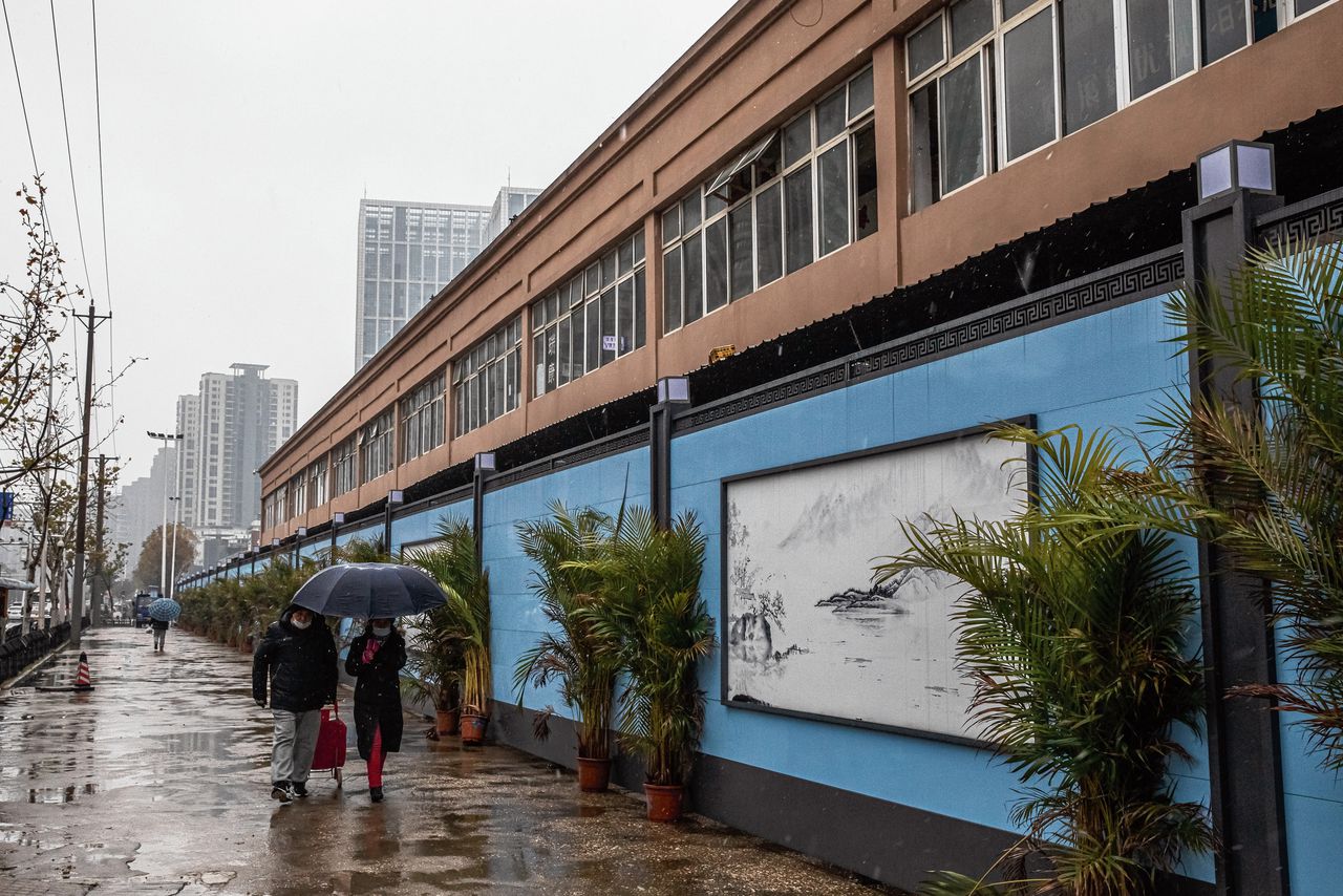 De Huanan Sea Food Market in Wuhan in december 2020, een jaar na het begin van de pandemie.