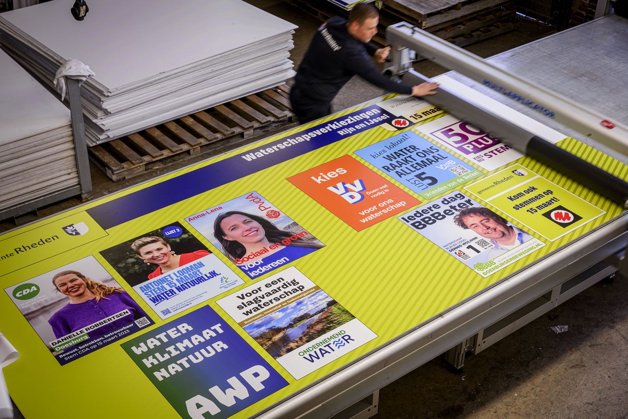 Posters van de partijen voor de Waterschapsverkiezingen.