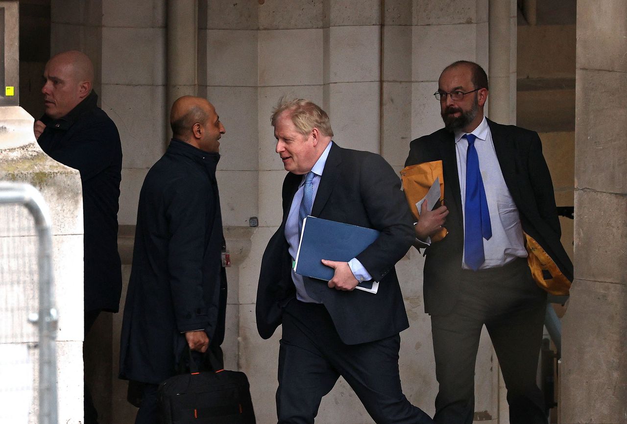 Boris Johnson, deze woensdag op weg naar de hoorzitting.