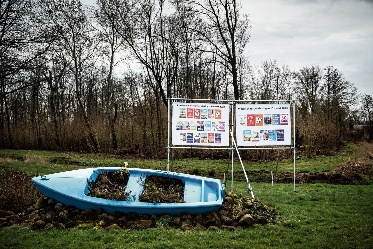 Verkiezingsposters in Steendam (gemeente Midden-Groningen), in aanloop naar de Provinciale Statenverkiezingen 2023.