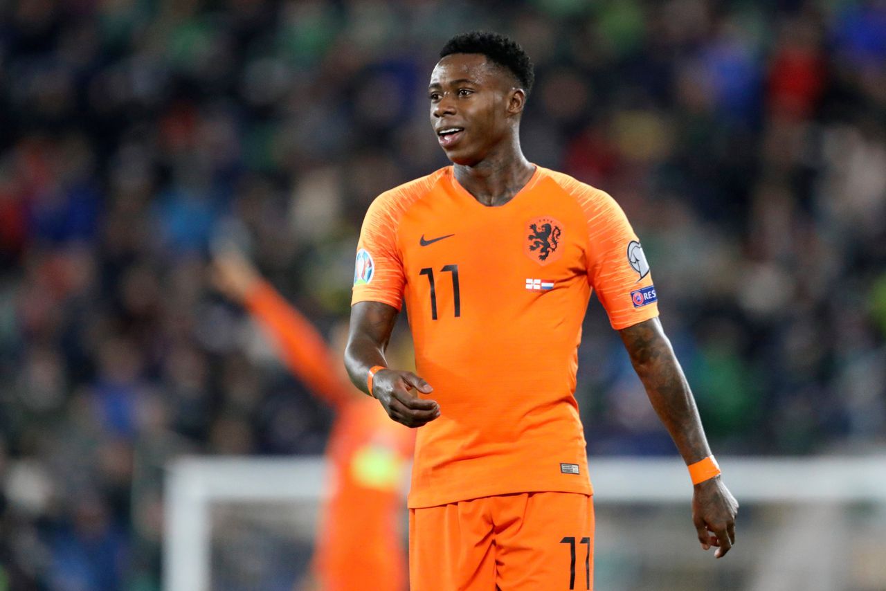 Quincy Promes tijdens de kwalificatiewedstrijd voor Euro 2020 tegen Noord-Ierland in november 2019.