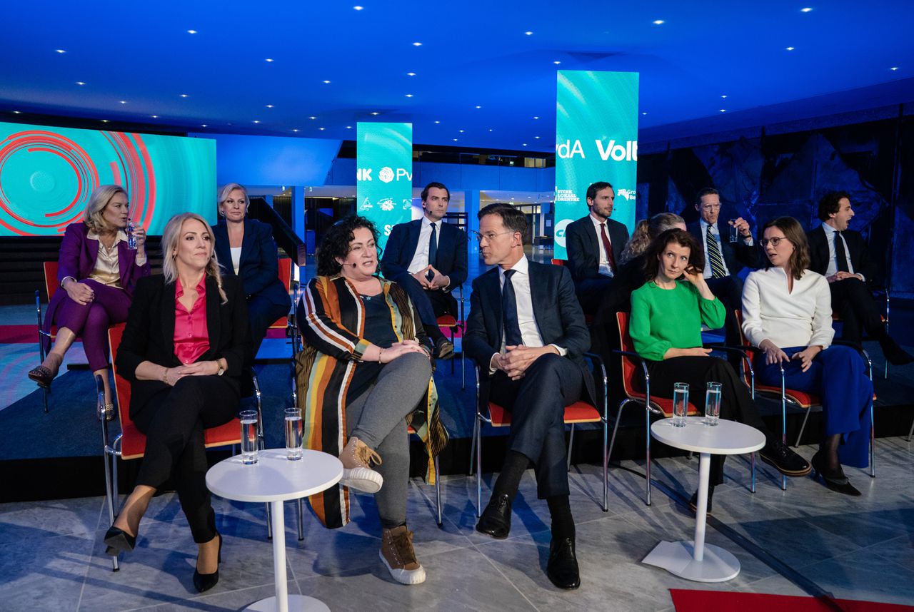 Landelijke partijleiders voorafgaand aan het televisiedebat van de NOS.