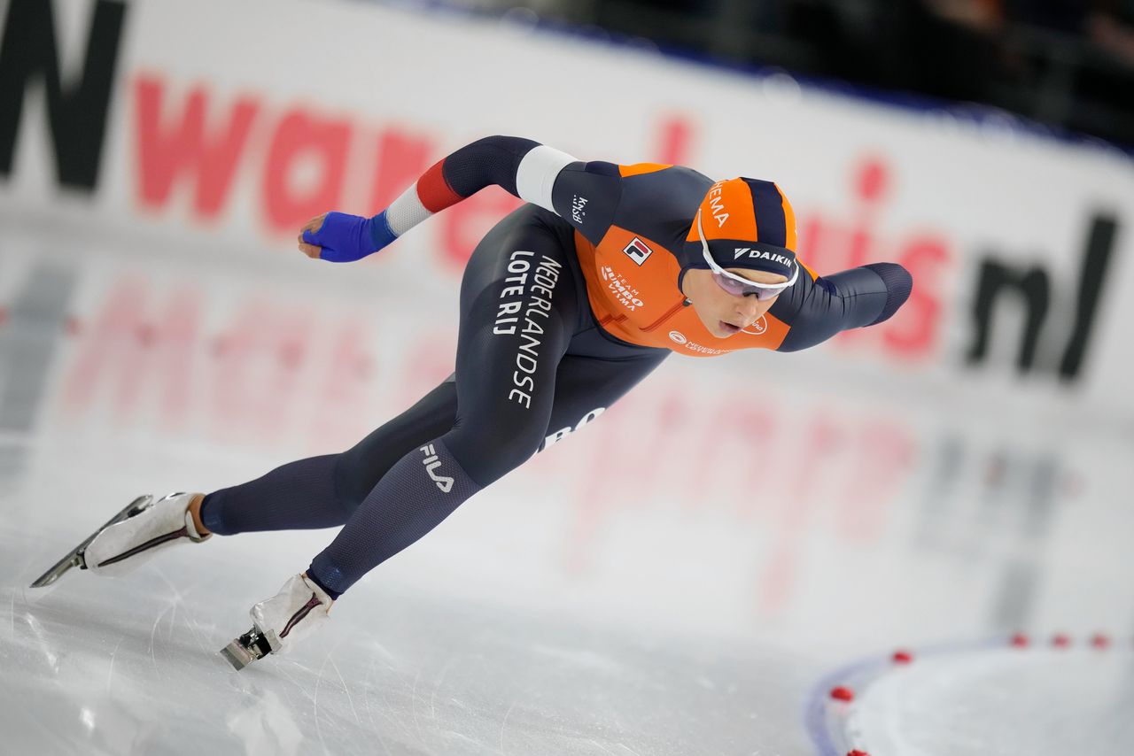 Jutta Leerdam blijft dankzij haar gouden medaille dit seizoen nog ongeslagen op de 1.000 meter.