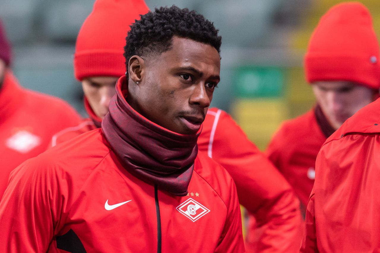 Quincy Promes, eind 2021 bij een training tijdens een training van zijn club Spartak Moskou.