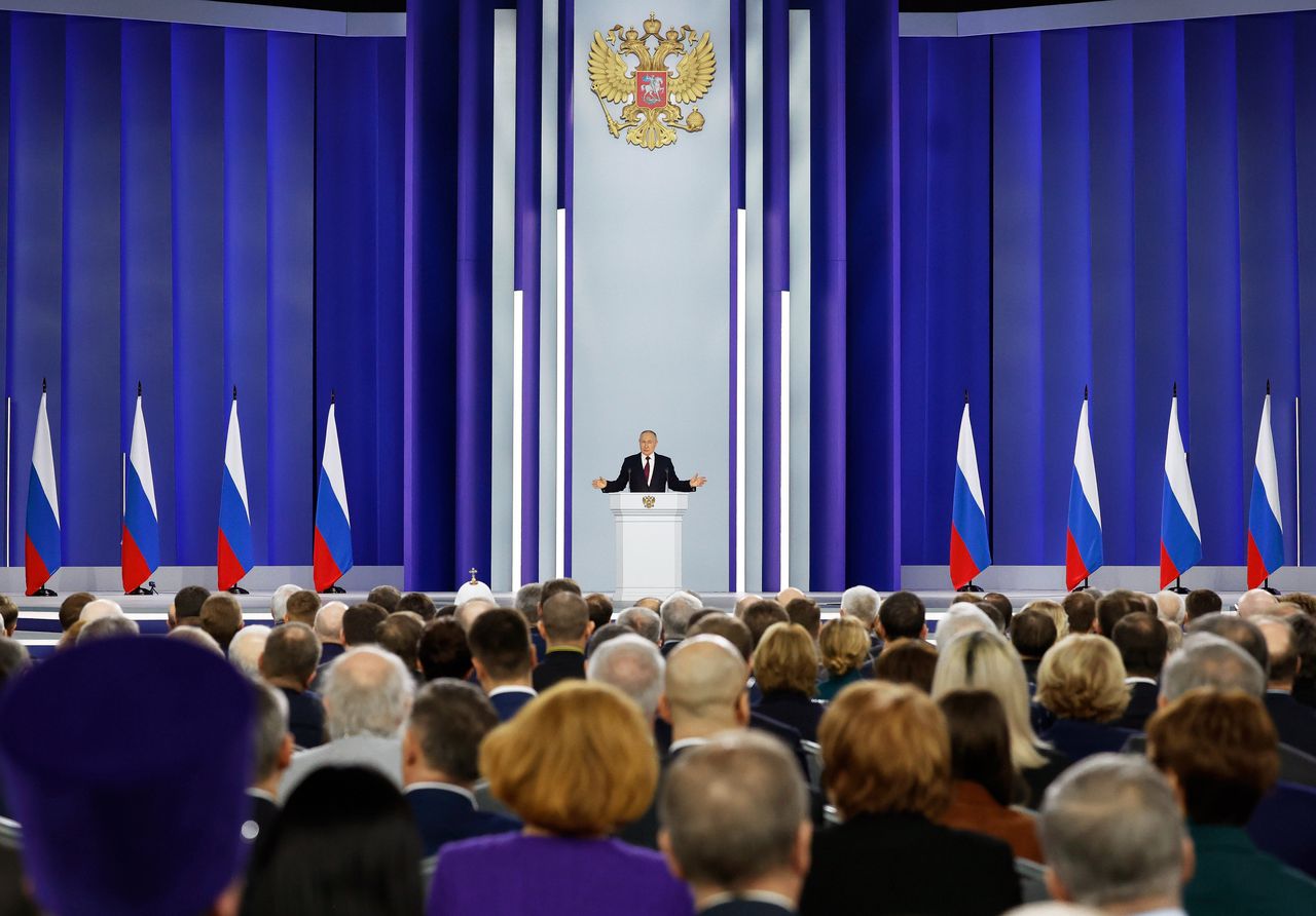 President Vladimir Poetin sprak eind februari in zijn jaarlijkse toespraak de Russische bevolking to.