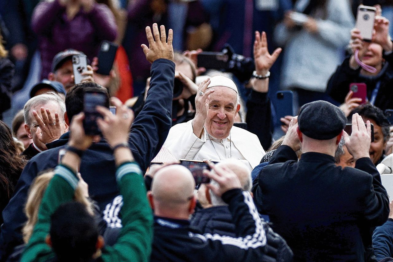 Paus Franciscus vorige week op het Sint-Pietersplein in Rome.