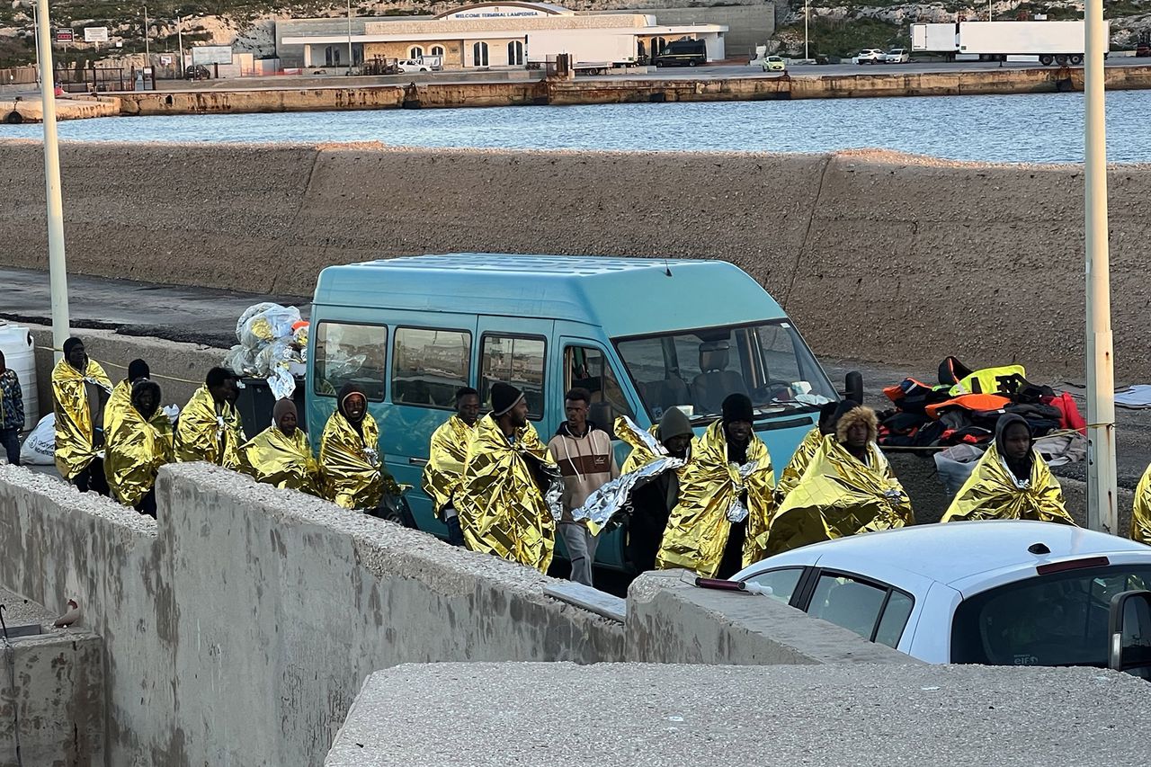 Migranten komen aan op Lampedusa, eerder deze maand.