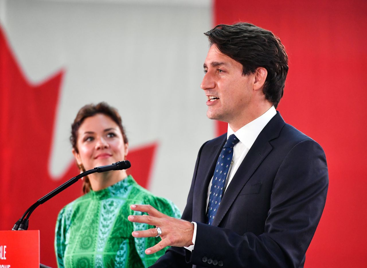 De Canadese premier Justin Trudeau na zijn verkiezingswinst in 2021.