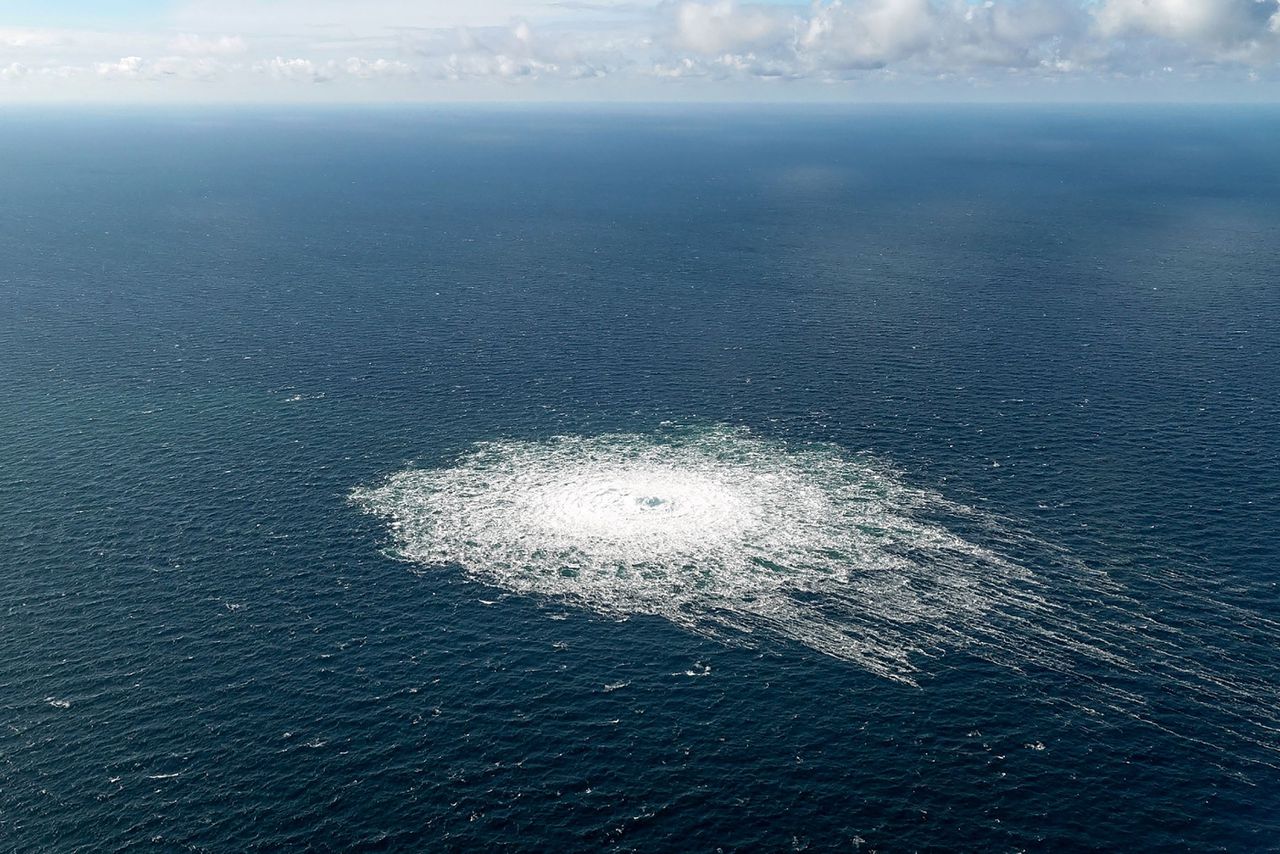 Na ‘sabotage’ van de gaspijpleiding Nord Stream nabij het Deense eiland Bornholm ontstond een groot gaslek.