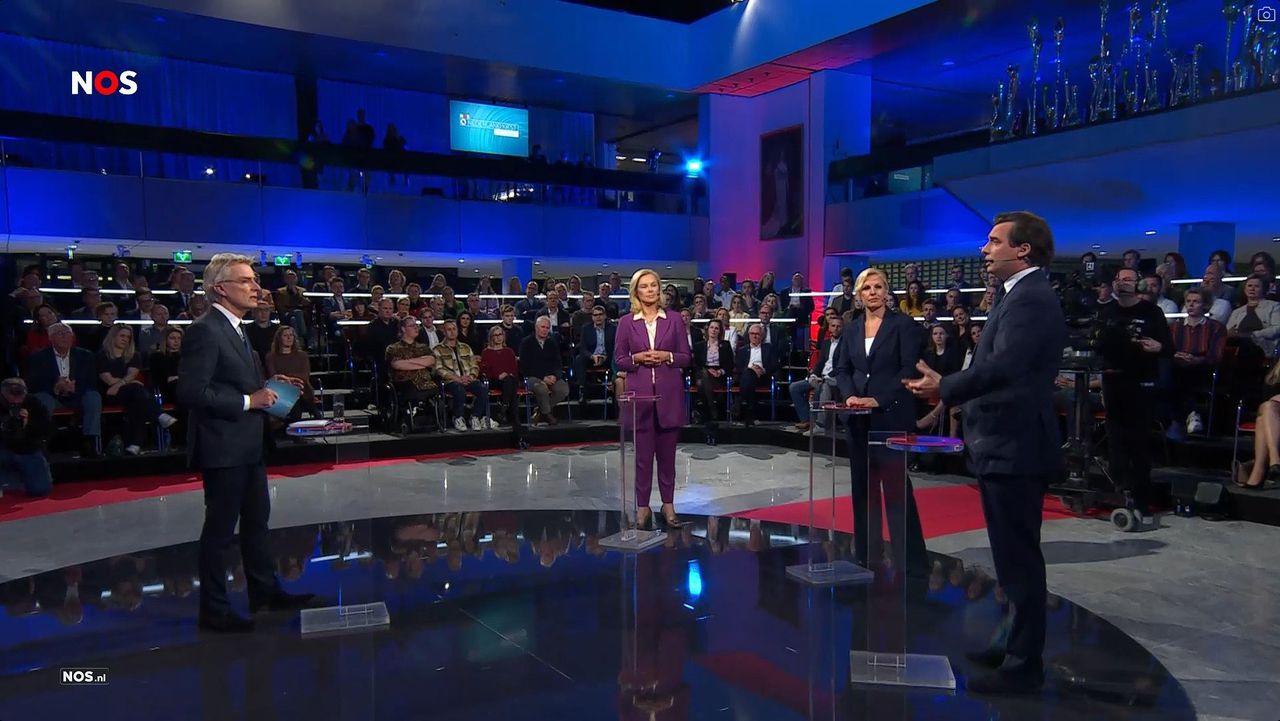 Nederland kiest: het debat (NOS): De leiders van D66, PvdA en FvD in discussie in het laatste verkiezingsdebat