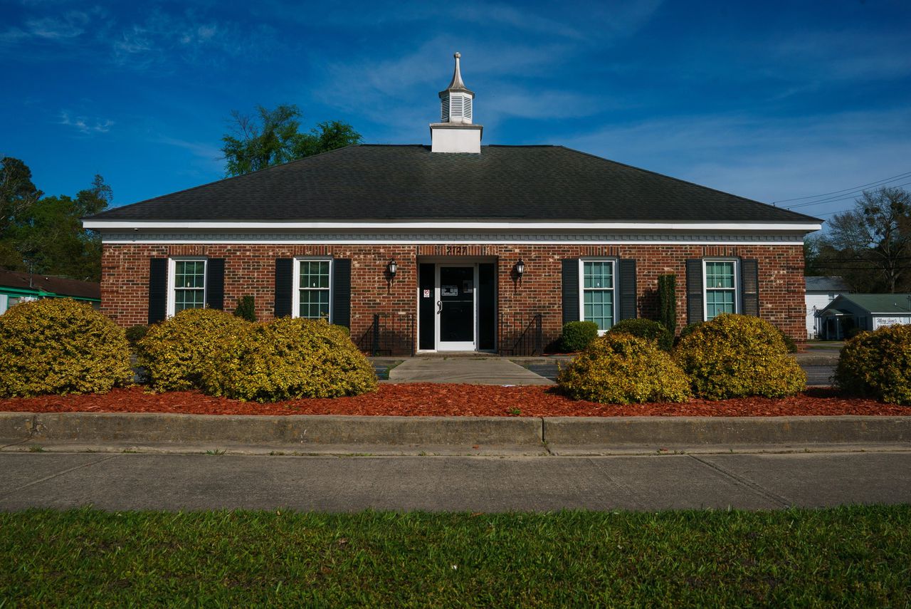 Het filiaal van de Enterprise Bank in Bamberg, South Carolina.