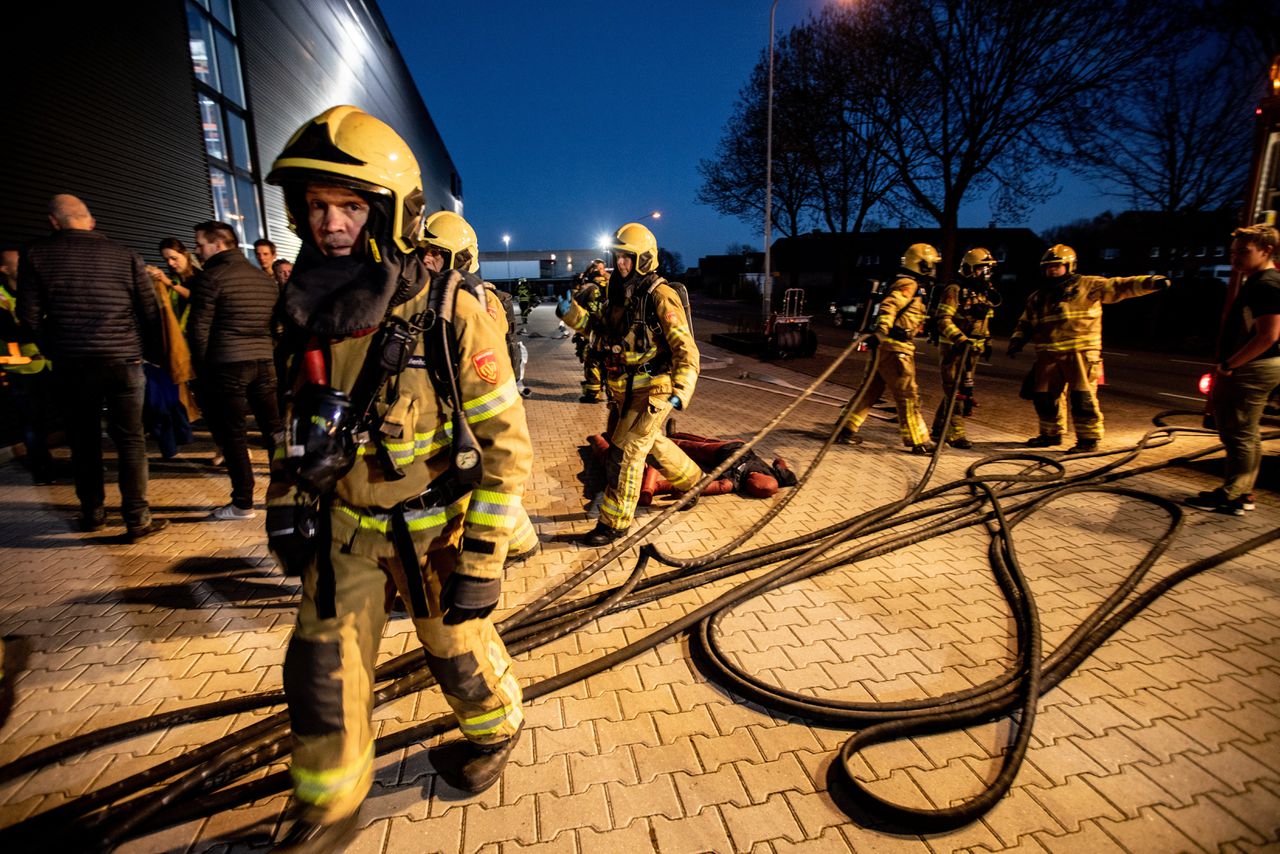 Training van de brandweer van Dinxperlo met de Duitse collega’s, begin april in Dinxperlo.