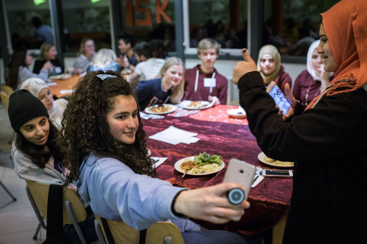 Leerlingen van een Internationale Schakelklas in Groningen.