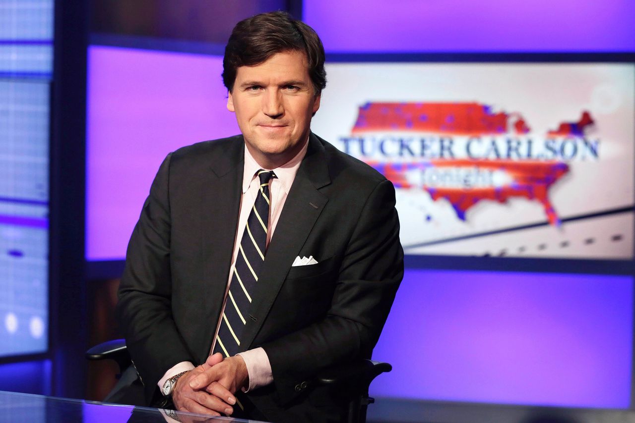 Tucker Carlson, presentator van het programma ‘Tucker Carlson Tonight' bij de Amerikaanse zender Fox News, in 2017.