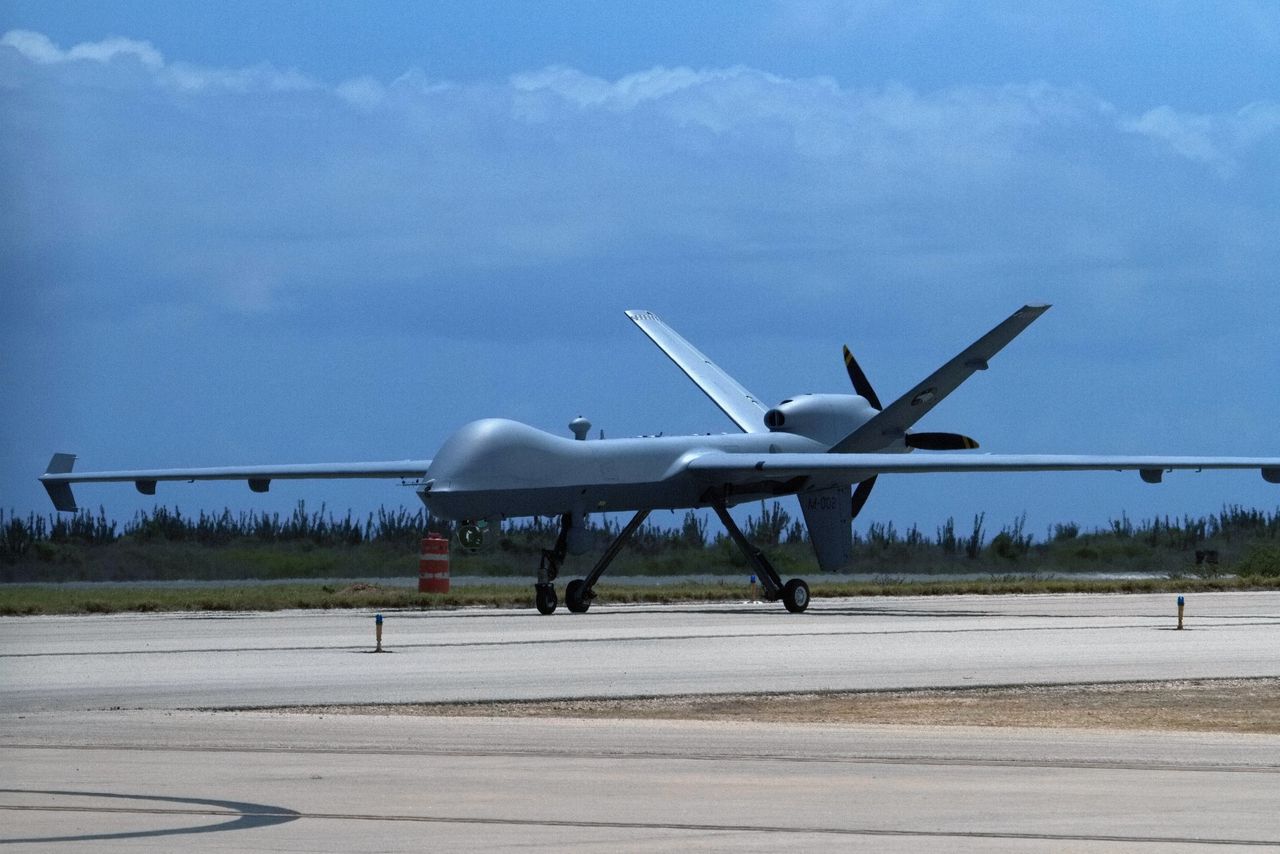 Demonstratie van de Nederlandse MQ-9 Reaper in Willemstad op Curaçao.