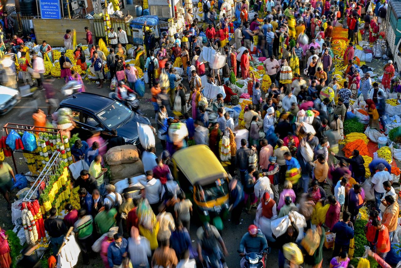 Een markt in Bangalore, eind oktober.