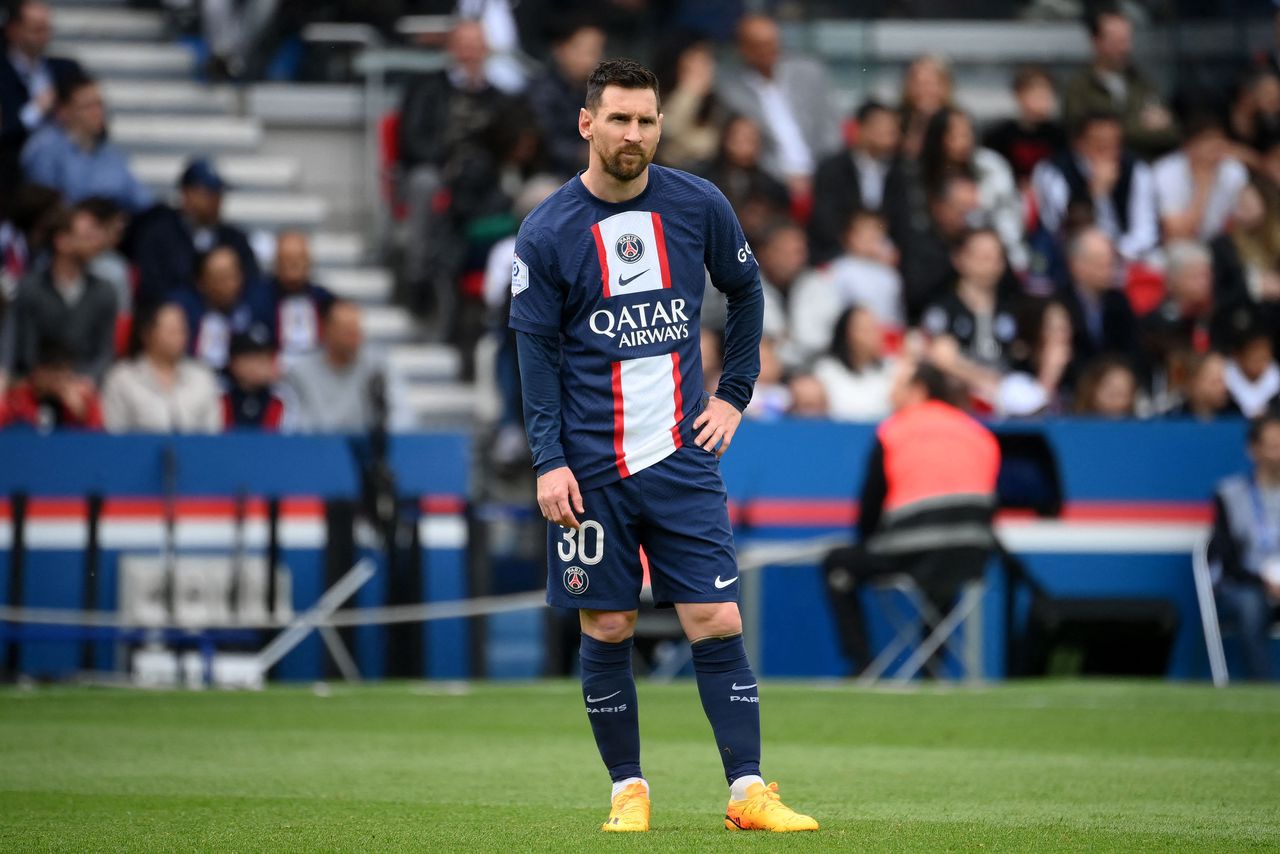 Lionel Messi afgelopen weekend tijdens de thuiswedstrijd van zijn club Paris Saint-Germain tegen FC Lorient.