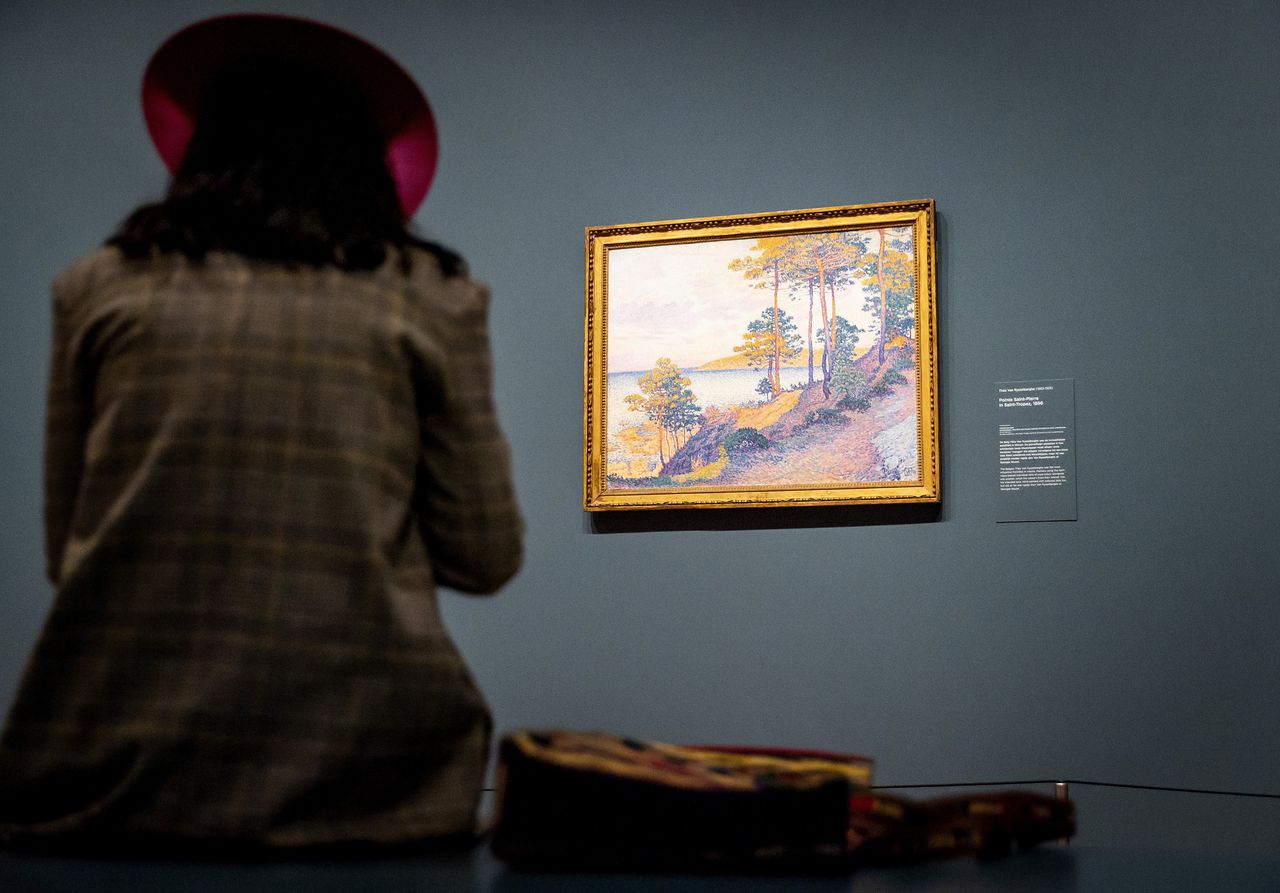 Bezoeker in het Van Gogh Museum in Amsterdam: langere teksten zorgen voor meer beroering bij de kunst.