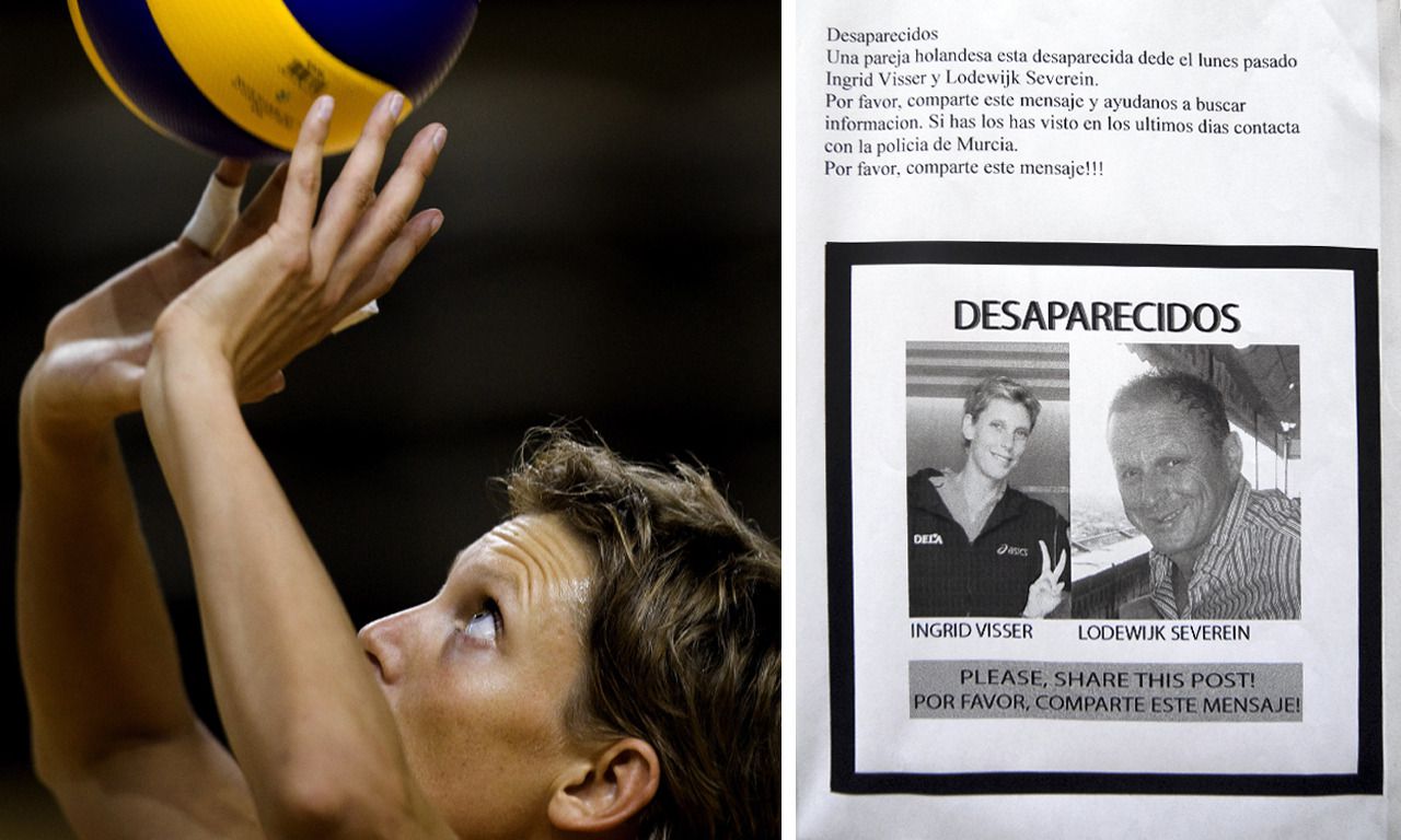 Een affiche uit 2013 voor de destijds in Spanje vermiste volleybalster Ingrid Visser en haar partner Lodewijk Severein.