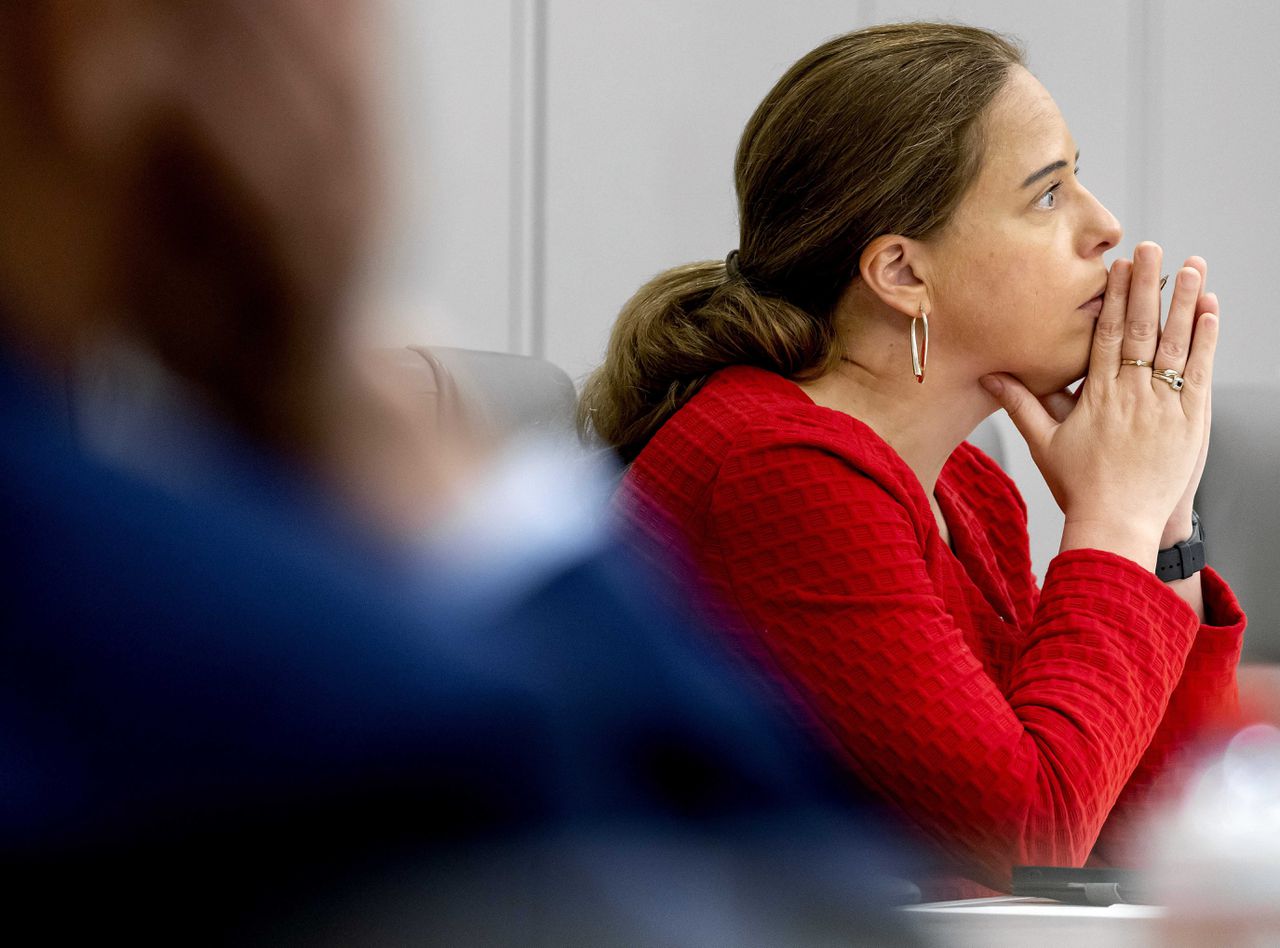 Minister Carola Schouten (Pensioenen, ChristenUnie) tijdens een debat in de Eerste Kamer over de nieuwe pensioenwet.