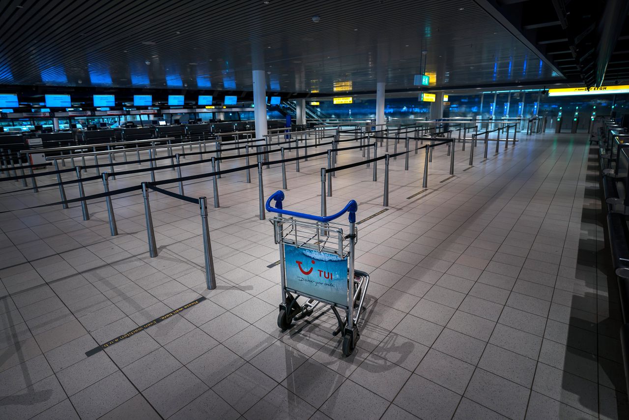 Schiphol tijdens de corona-epidemie, maart 2020.