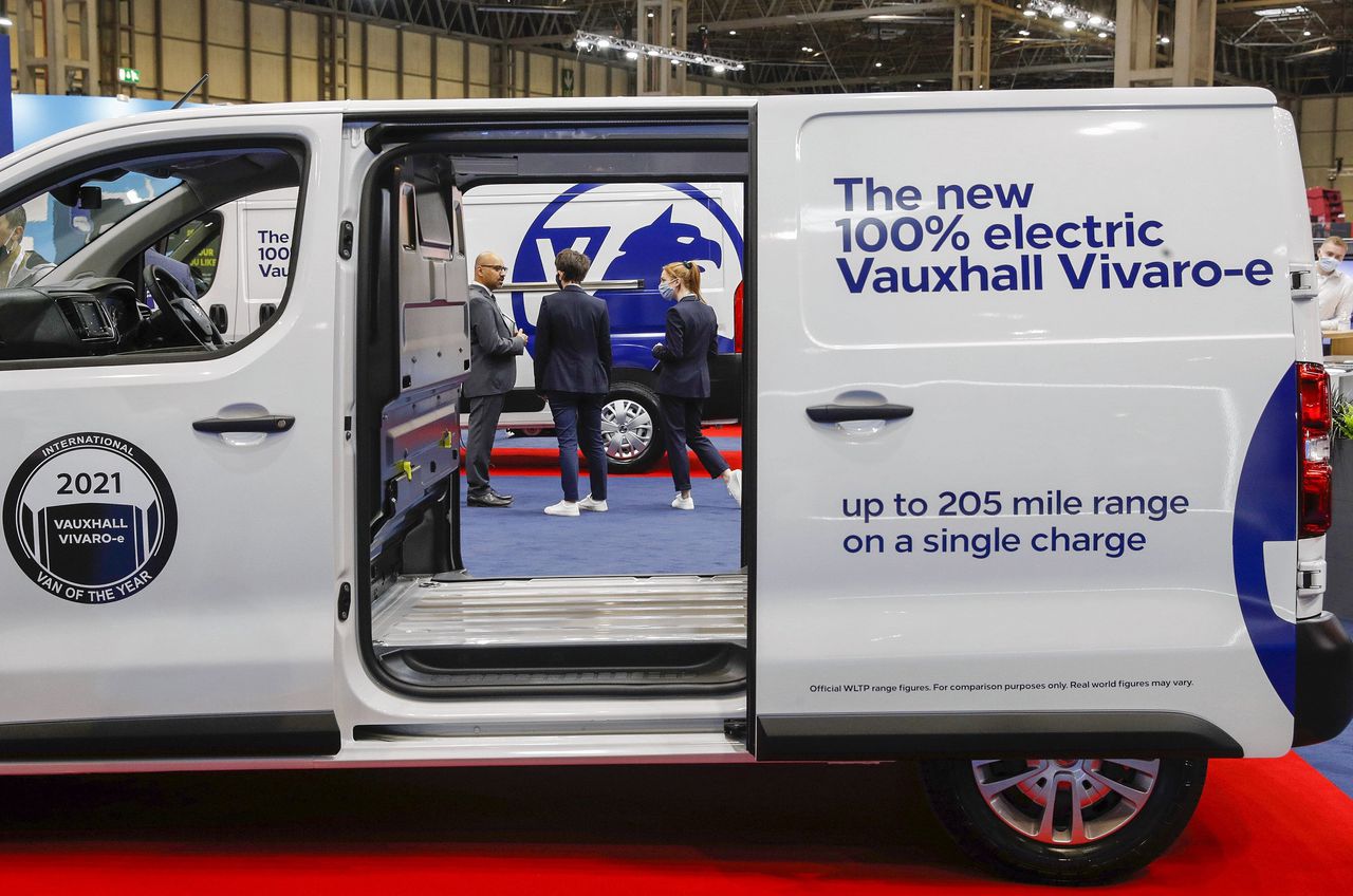 Een elektrische bestelbus van het Britse Vauxhall, dochter van Stellantis.